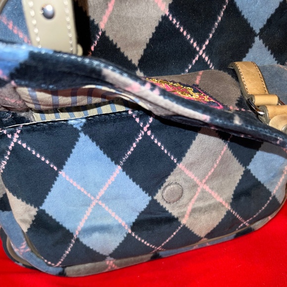 NWT JUICY COUTURE Blue Plaid Velour Regal Backpack School Book Bag Rare Vintage - Picture 7 of 16
